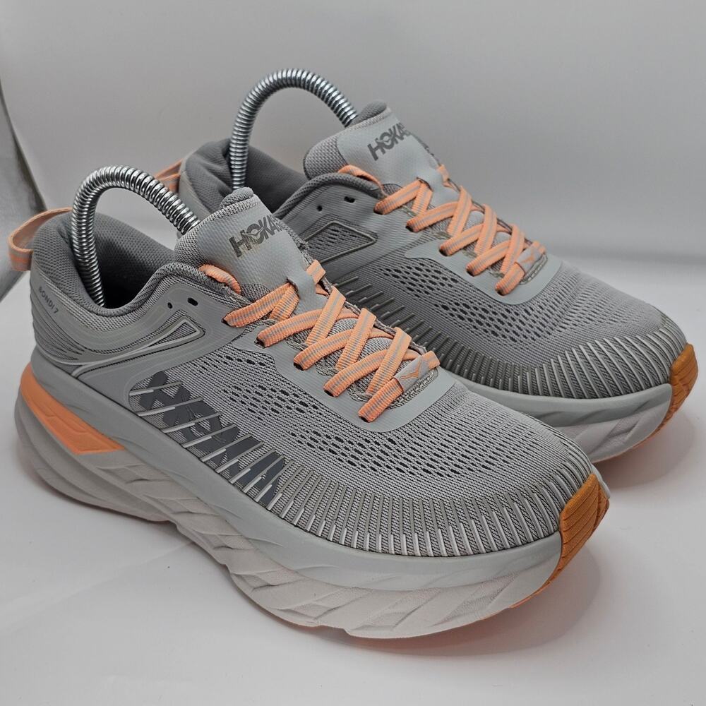 Hoka One One Bondi 7 Wide Harbor Mist Sharkskin Womens 6.5D UK 5 Running Shoes